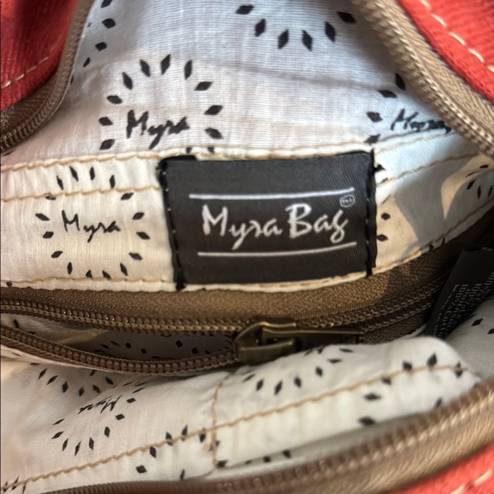 Myra Bag Patterned purse/ Tote Bag - Red and Cream - Picture 5 of 5